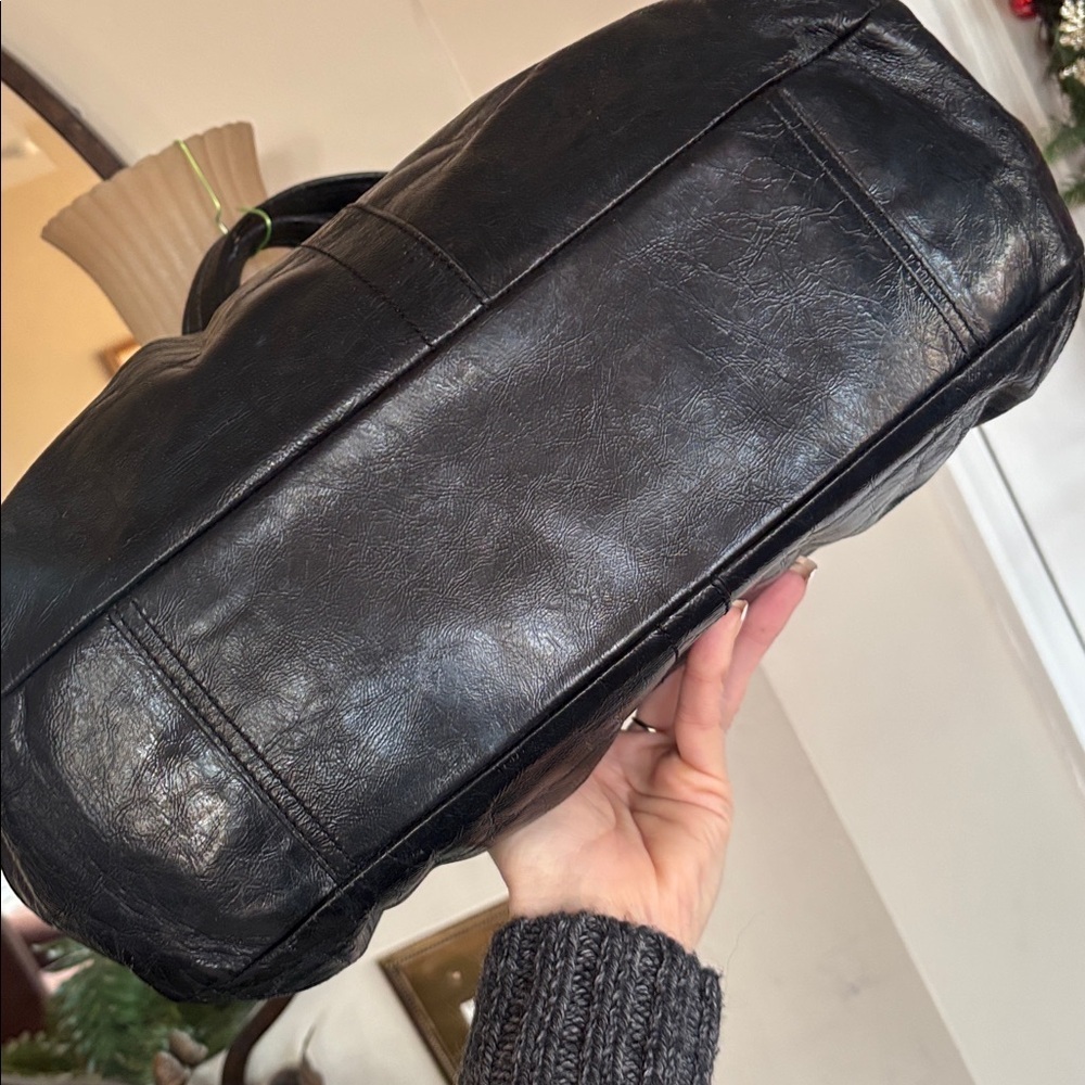 Coach Ergo Black Pantent Leather Pleated Frame Kisslock Satchel Shoulder Bag Y2K - Picture 10 of 16